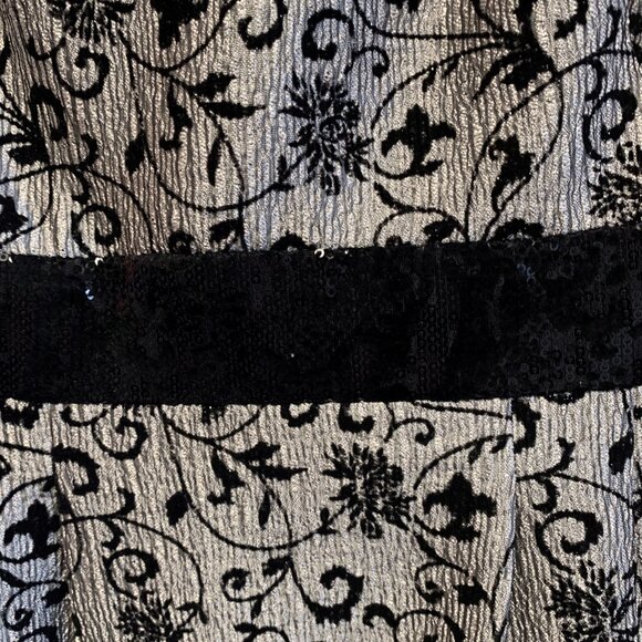 NEW Tahari ASL Dress Cocktail Floral Black Silver Sequins Belinda 2 Petite 2P - Picture 5 of 16